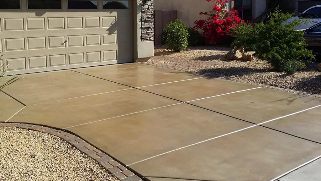 Concrete stain and seal installed on driveway